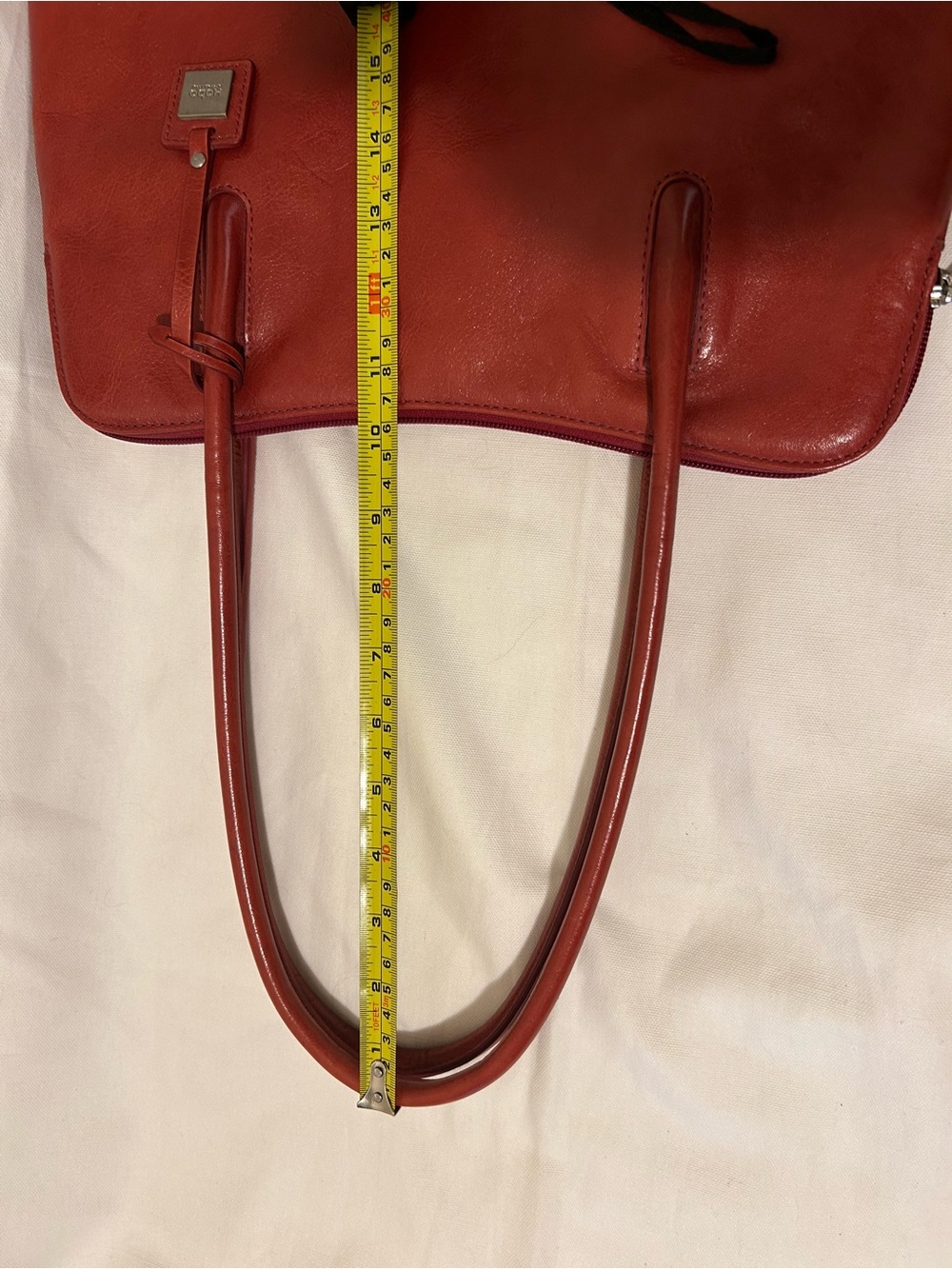 Rare vintage Y2K HOBO international minimalist red leather shoulder tote bag - Picture 9 of 13